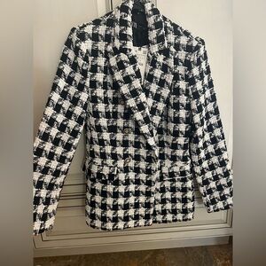 Zara Black and White Checkered Blazer